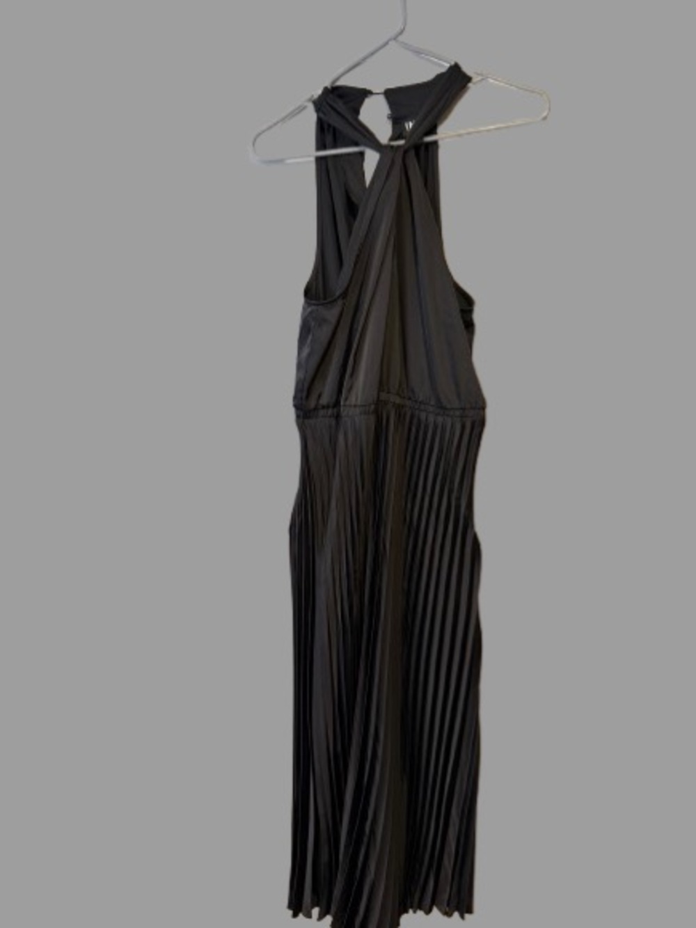 INC International Concepts Black Pleated Halter-Back One-Piece Bodysuit